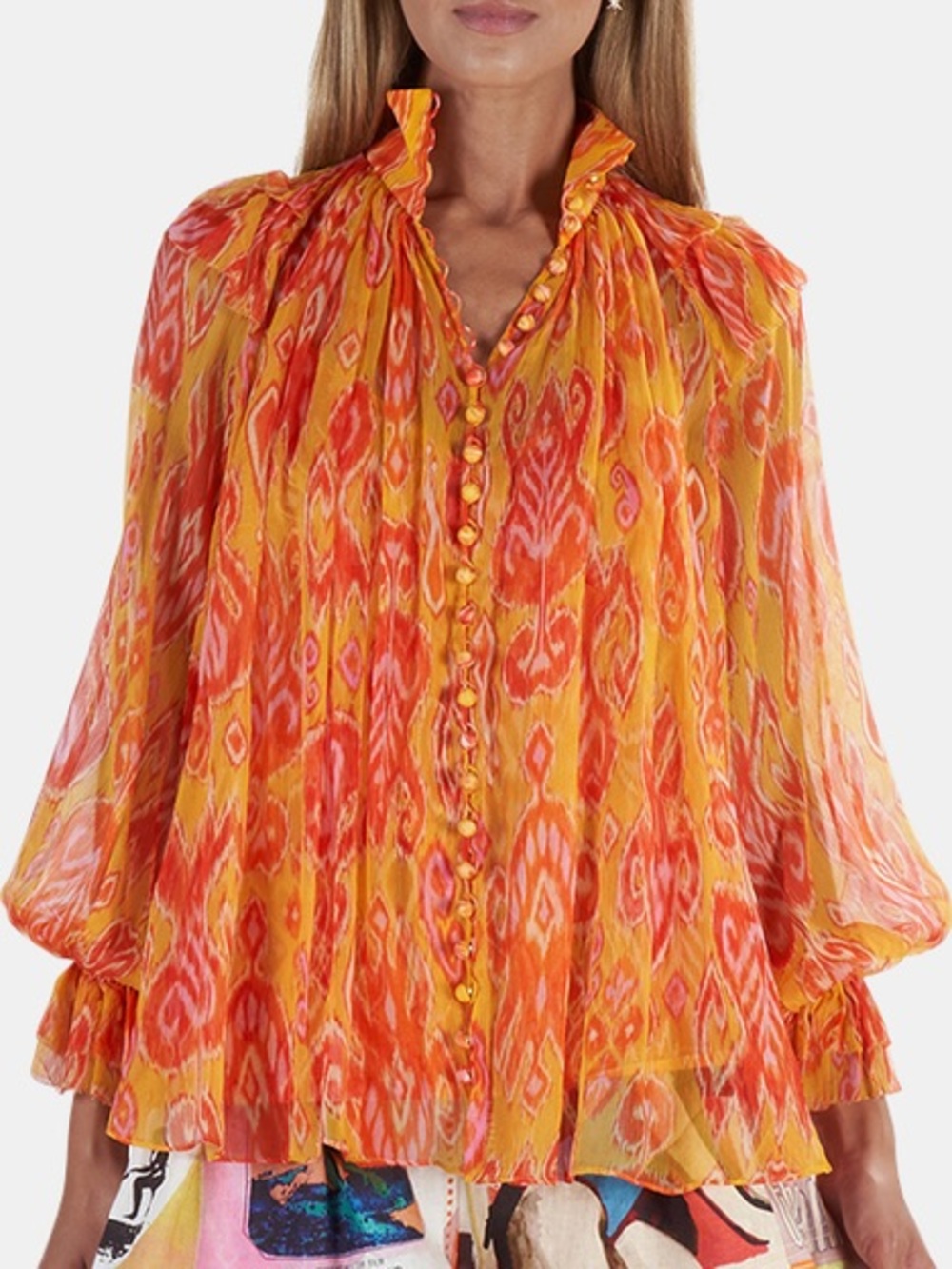 Zimmermann Brightside Frilled Blouse In Orange